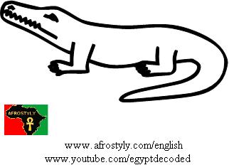 Crocodile with inward curved tail